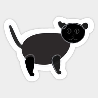 Black Cat Standing Illustration Sticker